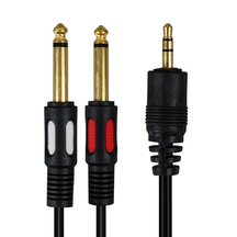 1.5 Metre 3.5mm Stereo Aux To 2x 6.3mm Mono Çivi Enstrüman Kablosu Erkek