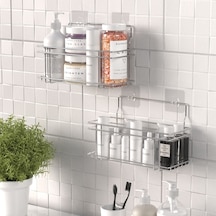 Teknotel Yapışkanlı 2 Adet Banyo&mutfak Rafı Krom St320 Krom