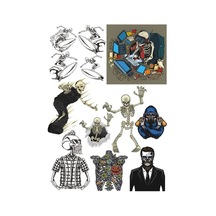 İskelet Kuru Kafa Sticker Set-2 15 Parça Telefon, Tablet, Defter, Laptop Sticker