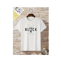 Caddemia Yaz  Moda Rahat Gevşek Yaratıcı Mektup Baskılı Spor Yuvarlak Boyun Kısa Beyaz 2XL
