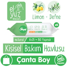 Sleepy Natural Kişisel Bakım Havlusu Çanta Boy 6x25 150 Yaprak 6 Paket