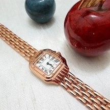 , Rose Gold Rengi, Roma Rakamlı, Modern Tasarım, Retro Tasarım, Hediyelik, Kadın Kol Saati Altın