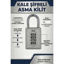 Kale Kilit 4 Haneli Şifreli Asma Kilit - Gri Valiz Ve Dolap Kilidi