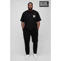 Superlife Erkek Büyük Beden M Baskılı 3xl-6xl Bisiklet Yaka Tshırt Spr26bts510-13 Siyah