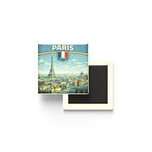 Fransa Paris Şehri Temalı Vintage Buzdolap Magneti 9x9 Cm