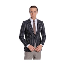 Wessi Çizgili Slim Fit Füme Erkek Ceket Siyah