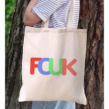 Bk Gift Fcuk Tasarımlı Kanvas Bez Çanta, Baskılı Omuz Çantası, Alışveriş Çantası, Plaj Çantası, Arkadaşa Hediye-7 Çok Renkli
