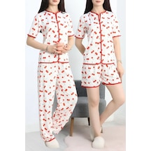 Seka Store Seka Milan 3'lü Pijama Takımı Seti Beyazkiraz - 50596.1857. Çok Renkli