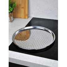 29 Cm Paslanmaz Çelik Pizza Tepsisi Sarma Dolma Altlığı Delikli L Gümüş