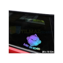 Baby On Board Arabada Bebek Var Hologram Oto Sticker Etiket