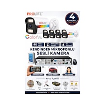 4 Lü Sesli Güvenlik Kamerası 5 Mp Gece Renkli Yüz Ve Araç Tanımalı Full Hd Kamera Sistemi