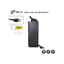 Valx La-20075  20V 4.5A 90W  Sarı Dörtköşe Pin  Adap.