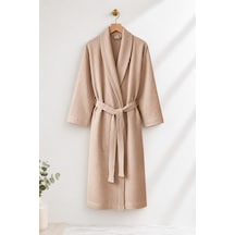 Pamuklu Waffle Pike %80 Pamuk %20 Viskoz Unisex Cepli Bornoz Hızlı Kuruyan Yüksek Su Emici S/m/l/xl Bej
