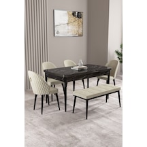 Milas Siyah Mermer Desen 80x132 Açılabilir Mdf Masa Yemek Odası Takımı,mutfak Takımı 4 Sandalye, 1 B Krem Milas Siyah Mermer Desen 80x132 Açılabilir Mdf Masa Yemek Odası Takımı,mutfak Takımı 4 Sandalye, 1 B Krem
