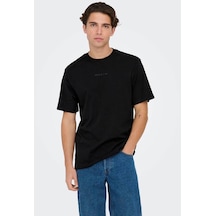 Only & Sons Erkek T-shirt Siyah 22028147 Onslevı Lıfe Reg Text Ss Tee Noos 24yw21000079 W21002 Siyah