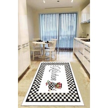 Beyaz Kaymaz Taban Yıkanabilir Mackenzie Mutfak Halısı Ar868n11