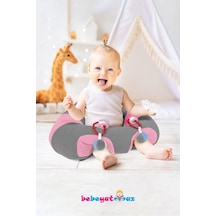 Çıngıraklı Gri-pembe Bebe Yatmaz Bebek Oturma Destek Minderi Bebek Koltuğu