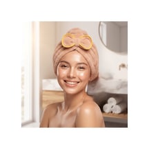Prenses Peluş Mikrofiber Saç Kurulama Havlusu Çizgi Fiyonklu, Pratik Saç Bonesi - Duş, Makyaj Ve Bakım Saç Wrap Kahverengi