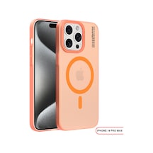 Apple iPhone 14 Pro Max Magsafe Uyumlu Mat Sert Klein Kılıf Turuncu