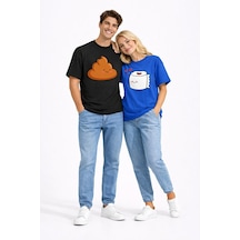 Nevermind Sevgili Kombini Eğlenceli Baskılı Çift Tişört Oversize Unisex Par Lacivert