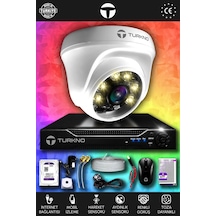 Turkno 1 Kameralı Domie 1 İç Kamera Set 250 GB HDD Full HD Renkli Gece Görüşlü Güvenlik Kamerası Sistemi
