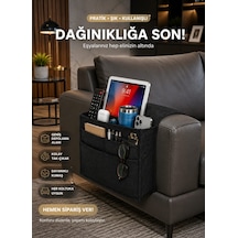 Kumandalık Koltuk Kenarı Organizer Yan Sehpa Koltuk Kenarı Düzenleyici Koltuk Başı Örtü Siyah