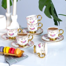 Porsima Ist-169 Yaldızlı Desenli Porselen Fincan Takımı Pembe