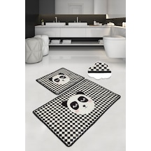 Kareli Panda Djt 2 Li Set Banyo Paspas Seti,Paspas Takımı,Klozet Çok Renkli