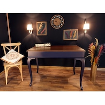 Wooding-Mobilya Wooding 100 Cm Masif Lacivert Ceviz Yemek Masası