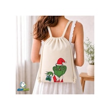 Ghostbastır Design Grinch Büzgülü Keten Çanta C104 Bej