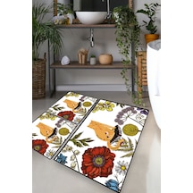 HENNAED CAT DJT 3 LU SET Banyo Halısı Banyo Paspası Beyaz