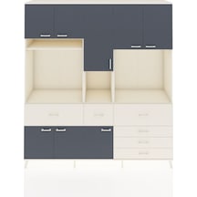 Hyperion Dolap 10 Raflı 6 Çekmeceli 8 Kapaklı 220x44x243 Aytaşı-antrasit/aytaşı Antrasıt/aytası