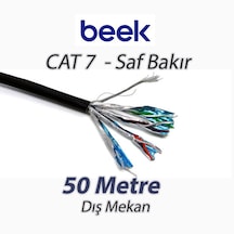 Beek Cat7 Saf Bakır S/ftp Awg23 Spe Dış Mekan Data Kablosu, Siyah Renk 50 Mt