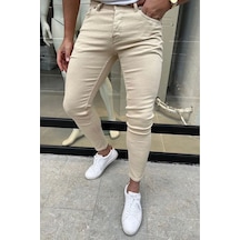 Erkek Krem Slim Pantolon Krem