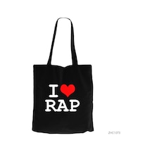 I Love Rap Siyah Kanvas Bez Çanta