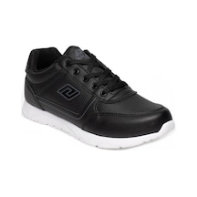 Parley 256-26 Deri Anatomik Bağcıklı Kadın Sneaker Siyah Beyaz Siyah
