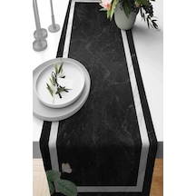 Füme Çiçekli Desen Premium Masa Örtüsü Runner Rnr458n11