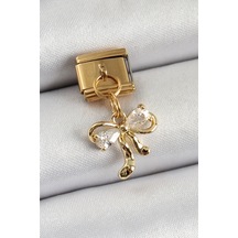 316l Çelik Sallantılı Zirkon Taşlı Fiyonk Model Gold Renk Nomination Charm Diğer