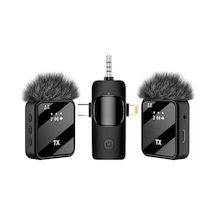 İkili Kablosuz Yaka Mikrofonu 2.4g Bluetooth 5.1 İphone Type-c Ve Kamera Uyumlu 10 Saat F11-2