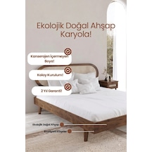 Padova Model Hazeran Başlıklı Masif Ahşap Karyola Ve 2 Adet Komodin Kolay Kurulum Fırınlanmış İthal Sibirya Çamı 120x200 Yatak Uyumlu 2 Adet Komodin - Doğal