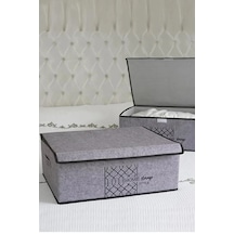 Keçe Kapaklı Kutu -baza Altı Düzenleyici- Organizer 1 Adet 50x40x19 Cm Gri-beyaz