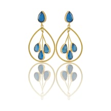 Kadir Jewellery 22 Ayar Altın Kaplama Kadın Sallantılı Küpe -el İşçiliği Ve Hipoalerjenik Küpe Koyu Mavi 90464539