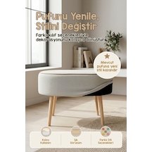 Yıkanabilir Puf Tabure Kılıfı Tak-Çıkar-Değiştir-Yenile Orta Sehpa Kılıfı 59x37x17 Meek Gri