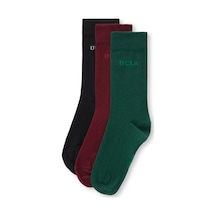 Sılvıus 3'lü Siyah Bordo Yeşil Uzun Jakarlı Standard Fit Unisex Çorap Siyah Bordo Yeşil