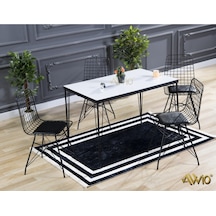 Avvio 80x120 Mera 4 Kişilik Yemek Masası Takımı-mutfak Masası Takımı-beyaz Oval Kenar Siyah