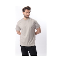 Madmext Boyalı Gri Bisiklet Yaka Çoban Dikişli Overfit Erkek T-shirt E7103 Boyalı Gri