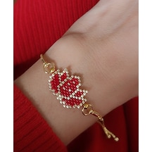 Harmel Jewelry Miyuki Kırmızı Lotus Çiçeği Şans Bilekliği Kırmızı