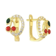 Goldkupe 14 Ayar Taşlı Kiraz Altın Çocuk Küpe 1,73 Gr-1140