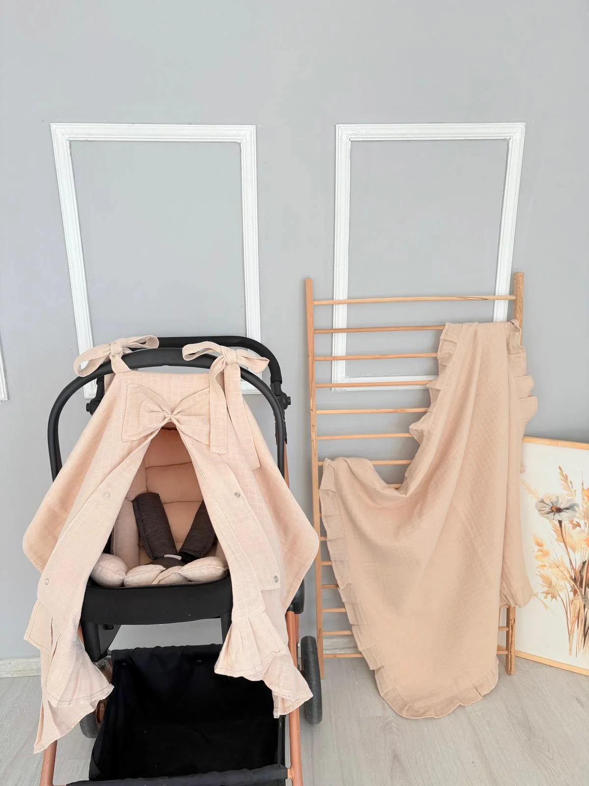 %100 Pamuk 3 Lü Tasarım Set Somon