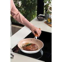 Tramontına Romagna Desert Clay 25 Cm Seramik Yüzeyli Kızartma Tavası Gümüş